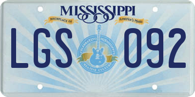 MS license plate LGS092