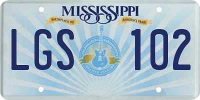 MS license plate LGS102