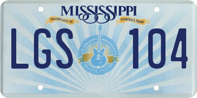 MS license plate LGS104
