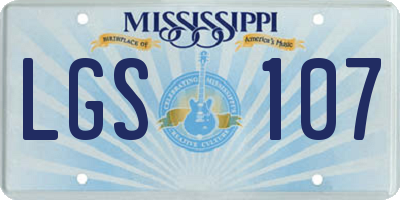 MS license plate LGS107