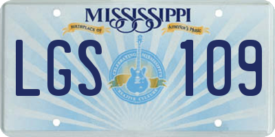 MS license plate LGS109