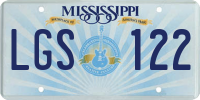 MS license plate LGS122