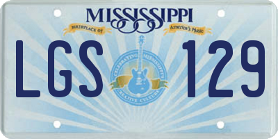 MS license plate LGS129