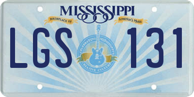 MS license plate LGS131