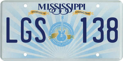 MS license plate LGS138