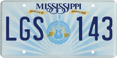 MS license plate LGS143