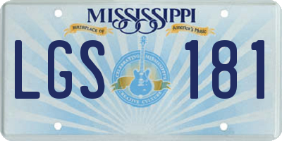 MS license plate LGS181