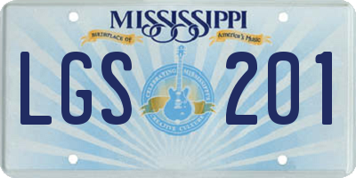 MS license plate LGS201