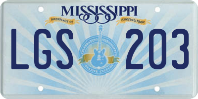 MS license plate LGS203