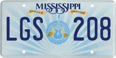 MS license plate LGS208