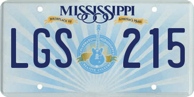 MS license plate LGS215