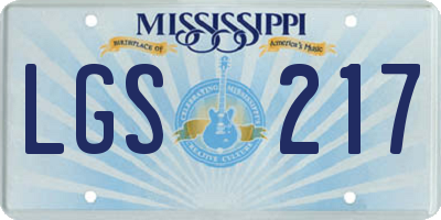 MS license plate LGS217