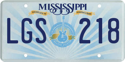MS license plate LGS218