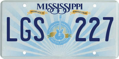 MS license plate LGS227