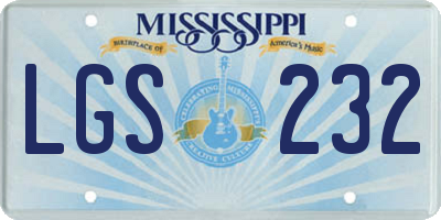 MS license plate LGS232