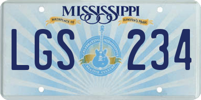 MS license plate LGS234
