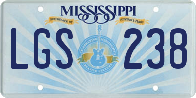 MS license plate LGS238