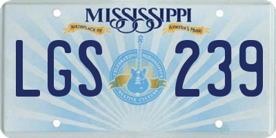 MS license plate LGS239