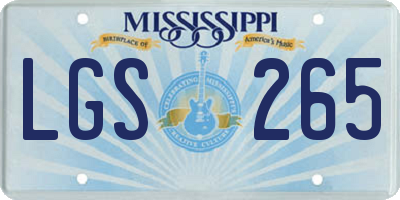 MS license plate LGS265