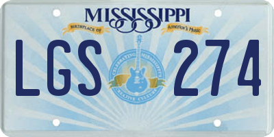 MS license plate LGS274