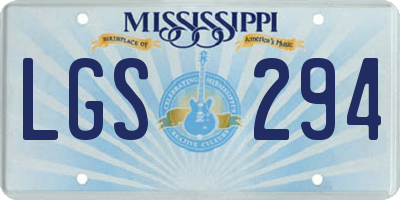 MS license plate LGS294