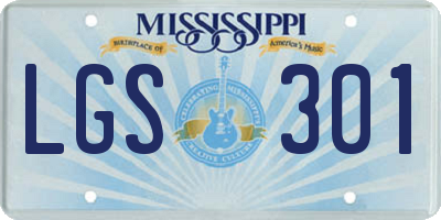 MS license plate LGS301