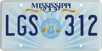 MS license plate LGS312