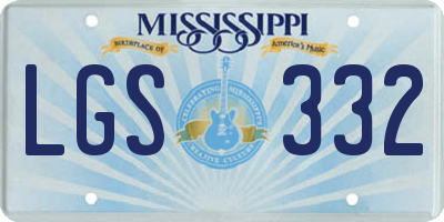 MS license plate LGS332