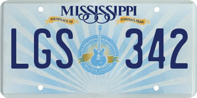 MS license plate LGS342
