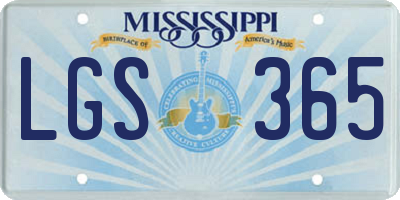 MS license plate LGS365