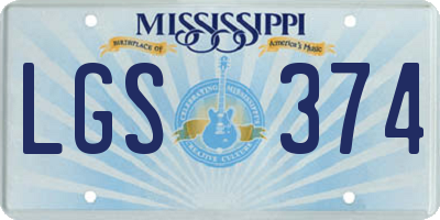 MS license plate LGS374