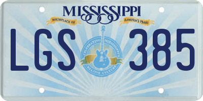 MS license plate LGS385
