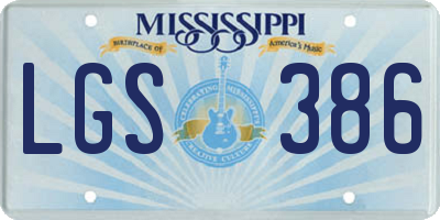 MS license plate LGS386