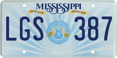 MS license plate LGS387
