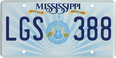 MS license plate LGS388