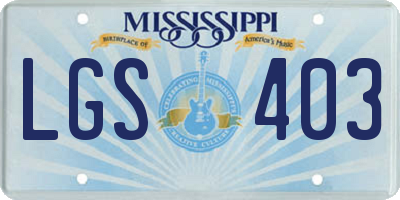 MS license plate LGS403