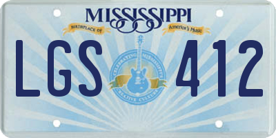 MS license plate LGS412