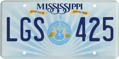 MS license plate LGS425