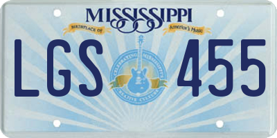 MS license plate LGS455