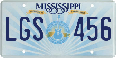MS license plate LGS456