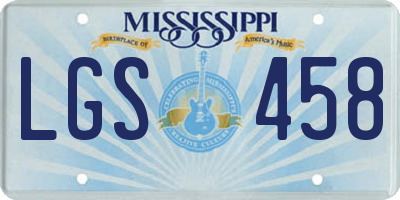 MS license plate LGS458