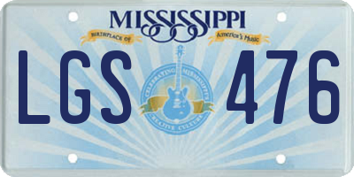 MS license plate LGS476