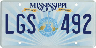 MS license plate LGS492