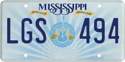 MS license plate LGS494
