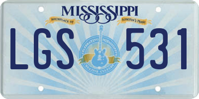 MS license plate LGS531