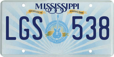 MS license plate LGS538