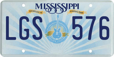 MS license plate LGS576