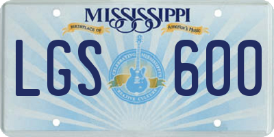 MS license plate LGS600