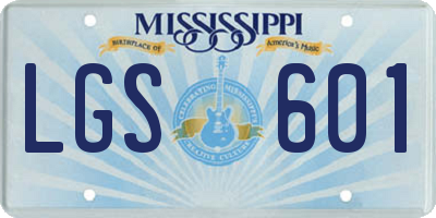 MS license plate LGS601