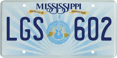 MS license plate LGS602